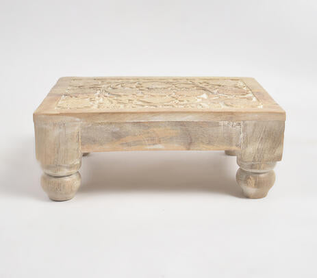 Hand-carved Distressed Stool