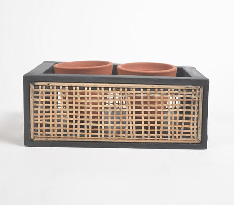 Wooden Terracotta Planter set