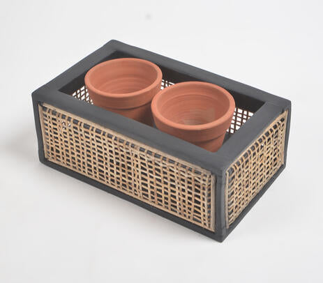 Wooden Terracotta Planter set