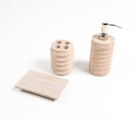 Sandstone ribbed classic bath accessories set