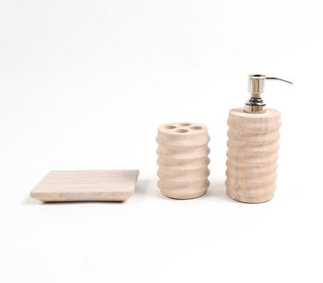 Sandstone ribbed classic bath accessories set