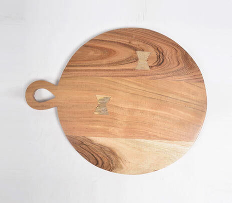 Handmade Minimal cut-out acacia wood round chopping board