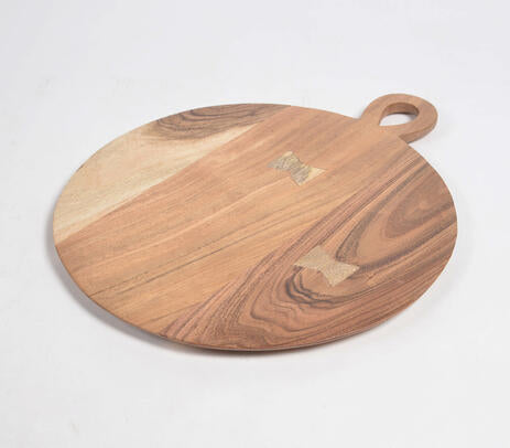 Handmade Minimal cut-out acacia wood round chopping board