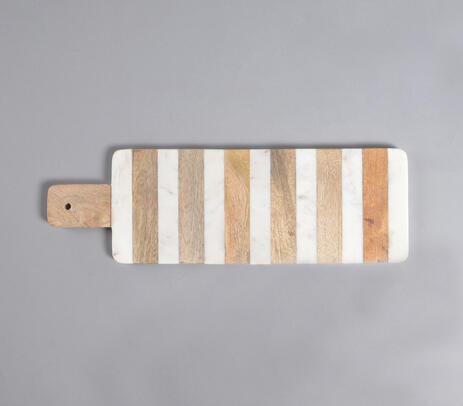 Lacquered Striped Mango Wood & Stone Serving Platter