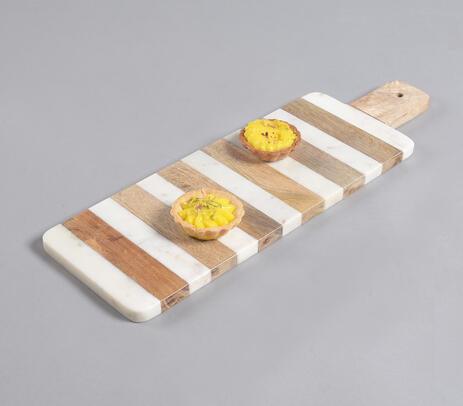 Lacquered Striped Mango Wood & Stone Serving Platter