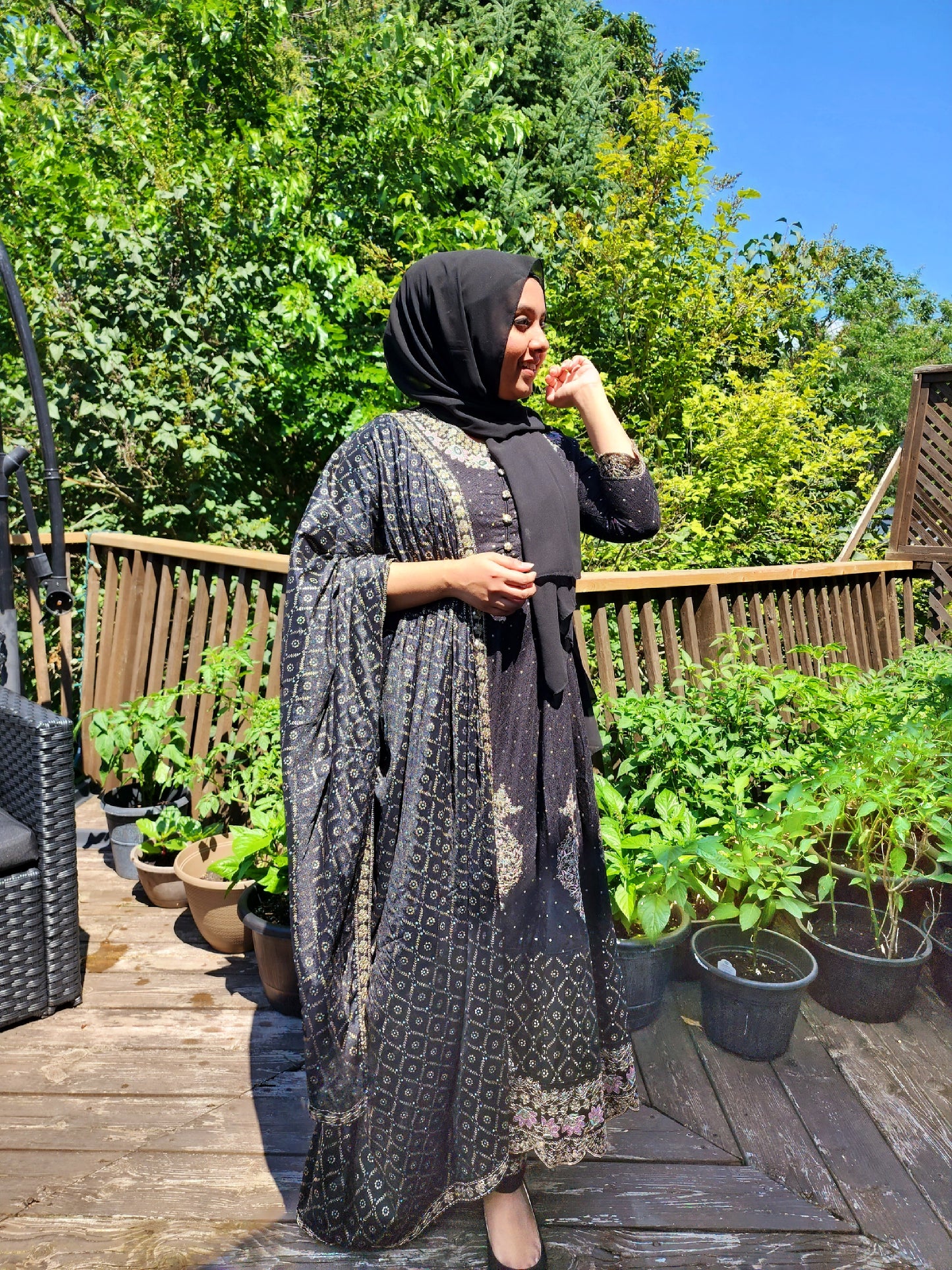 Black Georgette Long Dress