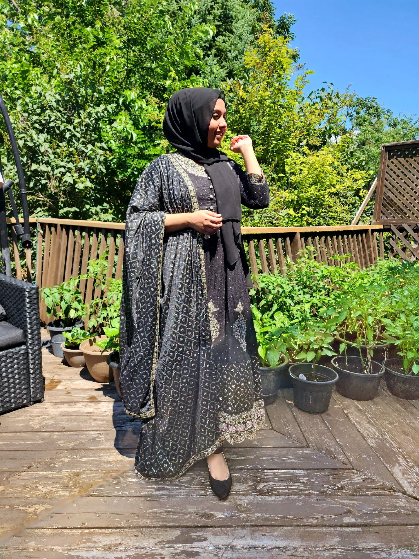 Black Georgette Long Dress