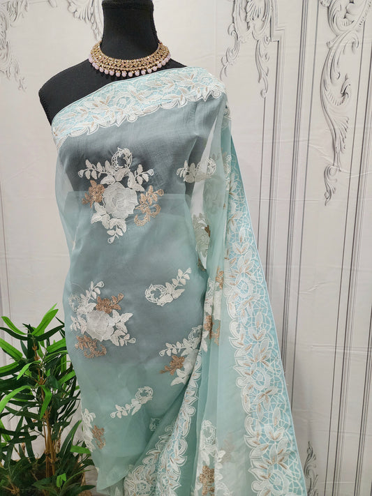 Zoya 070 - Muslin Embroidered saree