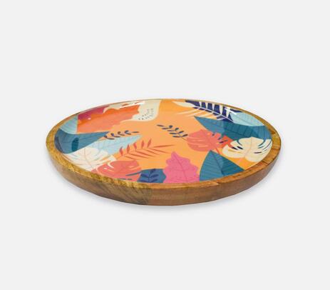 Printed tropical mango wood serving platter