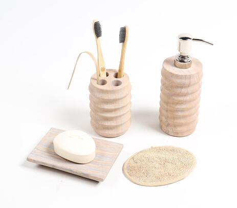 Sandstone ribbed classic bath accessories set