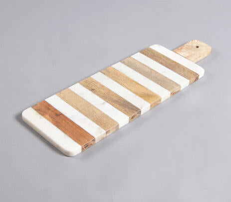 Lacquered Striped Mango Wood & Stone Serving Platter