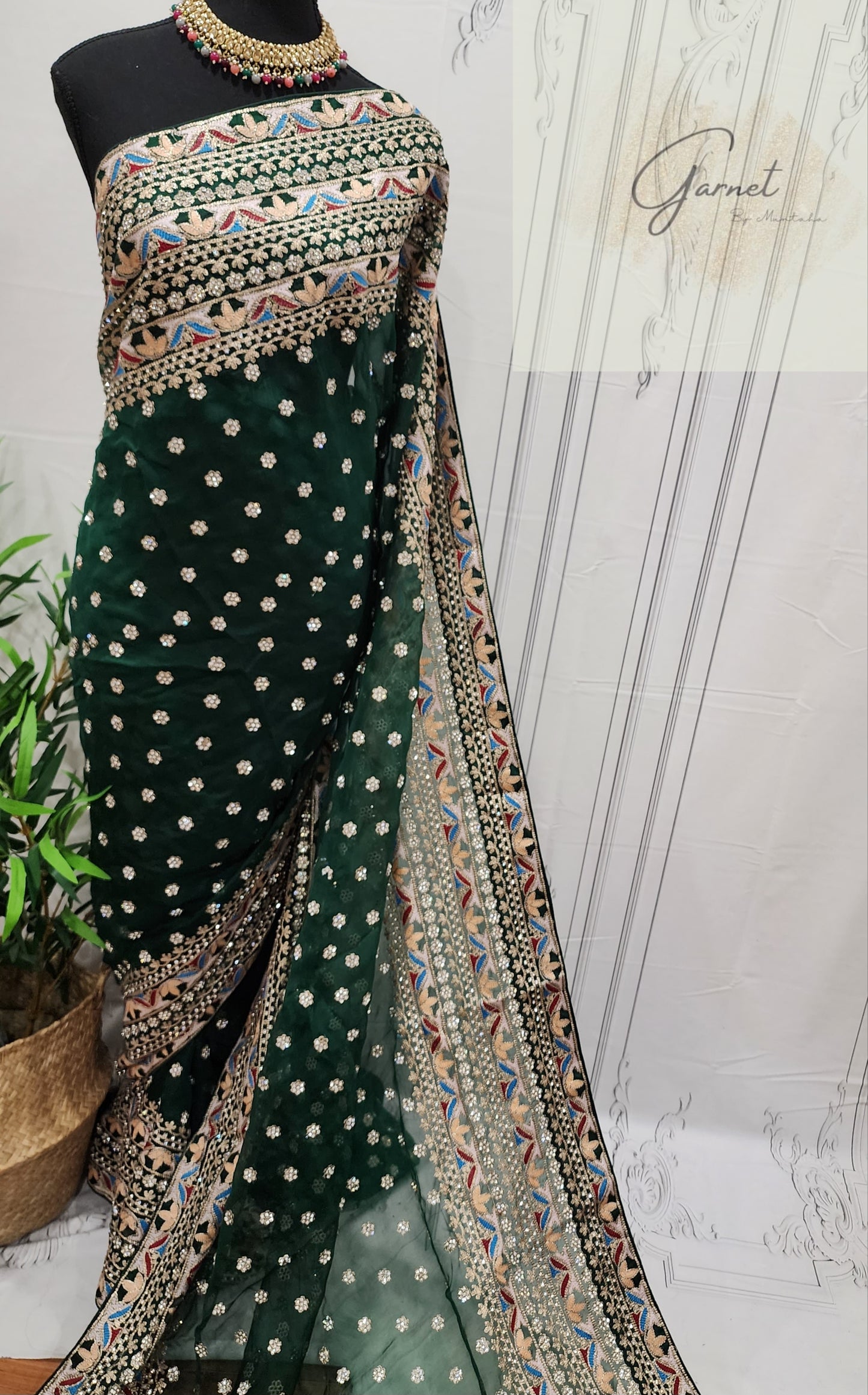 Roma - Aari Kashmiri Muslin saree