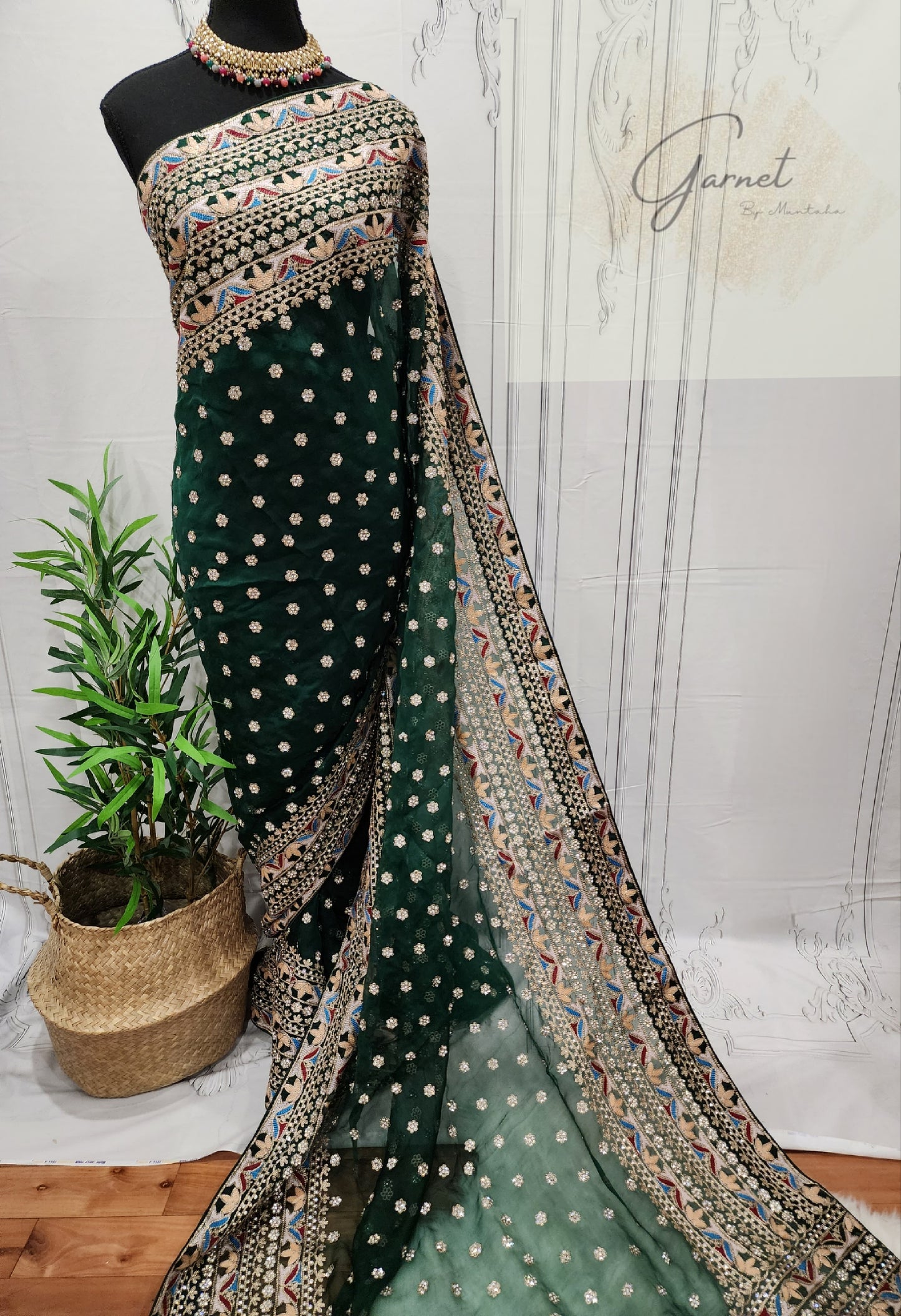 Roma - Aari Kashmiri Muslin saree