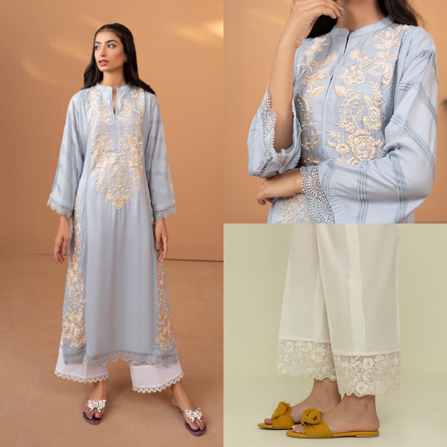 Bella Ice-blue kurti set 037