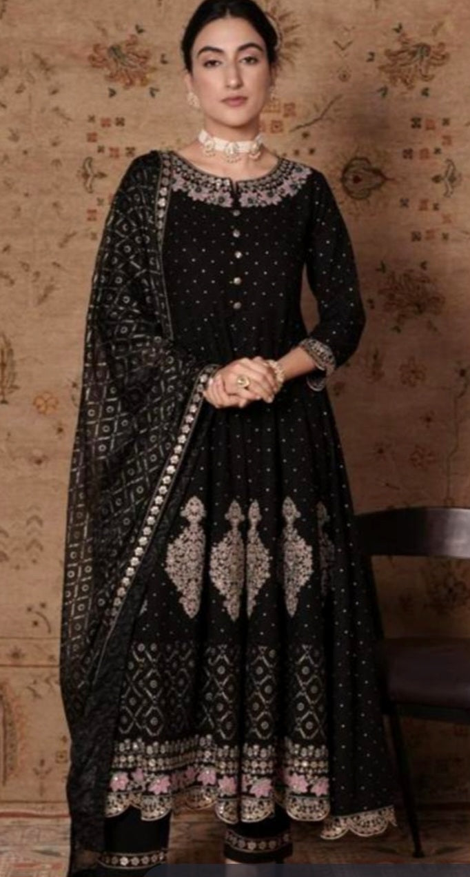 Black Georgette Long Dress